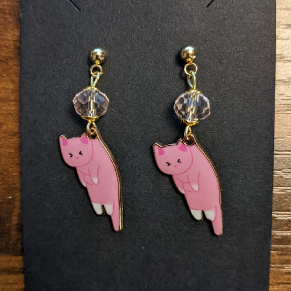 Pink Cat Earrings